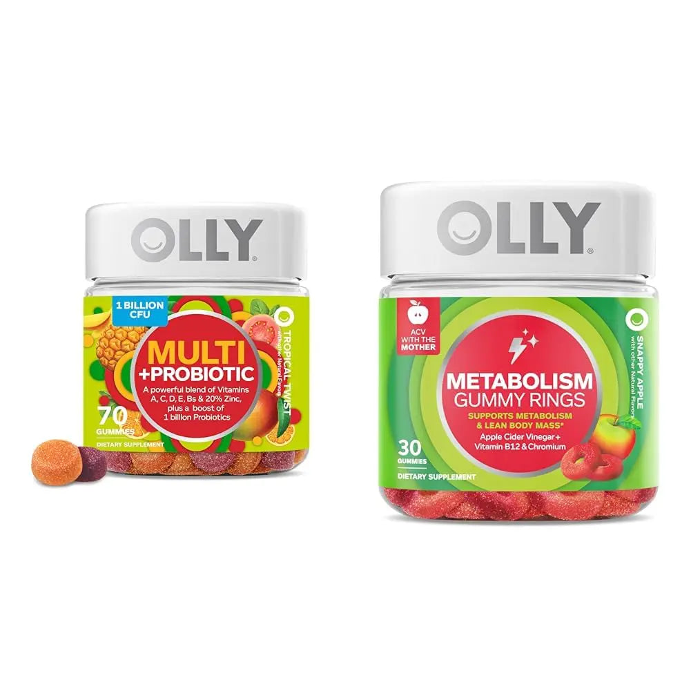 OLLY Multi + Probiotic Adult Multivitamin Gummy, 1 Billion CFUs, Digestive and Immune Support & Metabolism Gummy Rings, Apple Cider Vinegar, Vitamin B12, Chromium, Energy and Digestive Health OLLYAu supplements