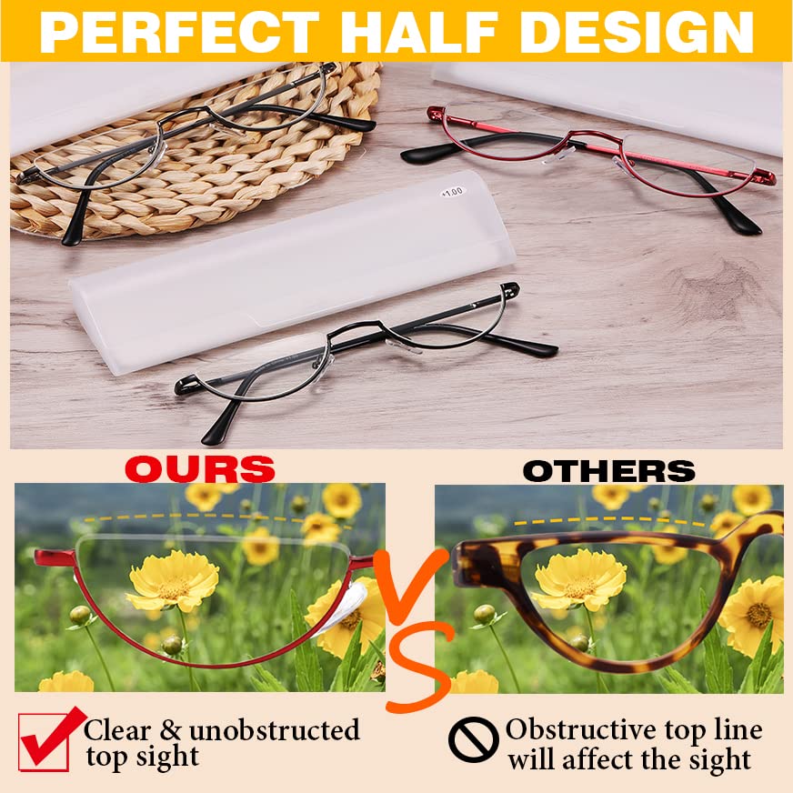 Yiwaeye 3 Pack Half Moon Reading Glasses Anti Blue Light UV, Half Frame Semi Lens Slim YiwaeyeAu supplements