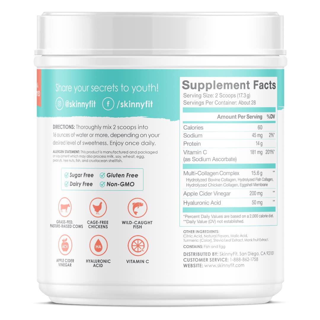 SkinnyFit Super Youth Multi-Collagen Peptides Plus Apple Cider Vinegar, Hyaluronic Acid SkinnyFitUS supplements