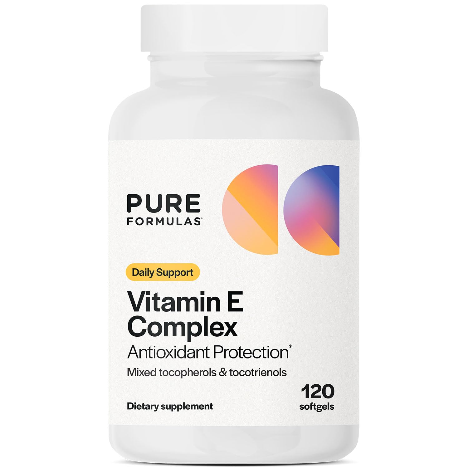 PureFormulas Vitamin E Complex, Full-Spectrum Vitamin E for Cardiovascular and Immune Support, Gamma-tocopherol Rich Antioxidant, Gluten-Free & Kosher, 120 Softgels for Antioxidant Protection PureFormulasAu supplements