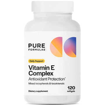 PureFormulas Vitamin E Complex, Full-Spectrum Vitamin E for Cardiovascular and Immune Support, Gamma-tocopherol Rich Antioxidant, Gluten-Free & Kosher, 120 Softgels for Antioxidant Protection PureFormulasAu supplements