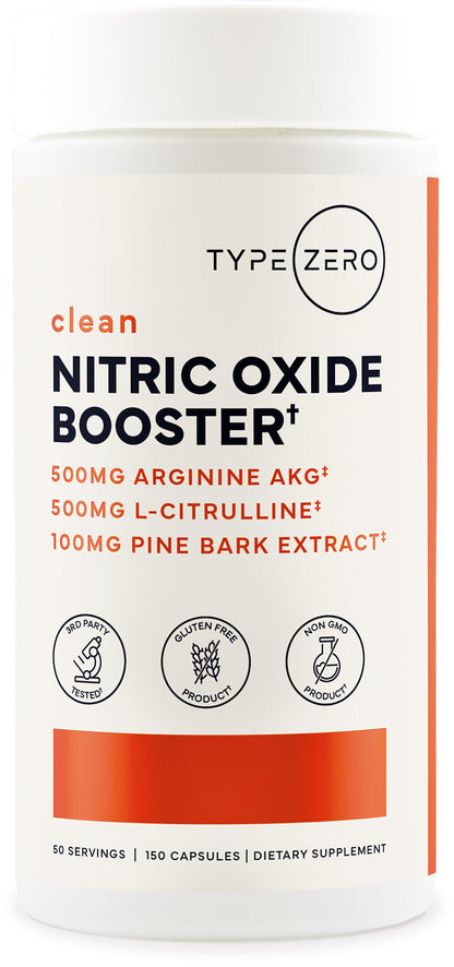 Type Zero Nitric Oxide 6X Booster, 150 Veggie Capsules - Natural Supplement - Beetroot, Arginine AKG, Citrulline, Pine Bark, Garlic & VIT C | Nitrous Oxide Type ZeroUS supplements