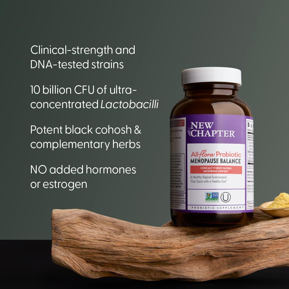 New Chapter All-Flora Probiotic Menopause Balance, Ultra-Concentrated Probiotics for Women with Black Cohosh for Menopause Hot Flashes, 100% Vegan, 30 Vegan Capsules New ChapterAu supplements