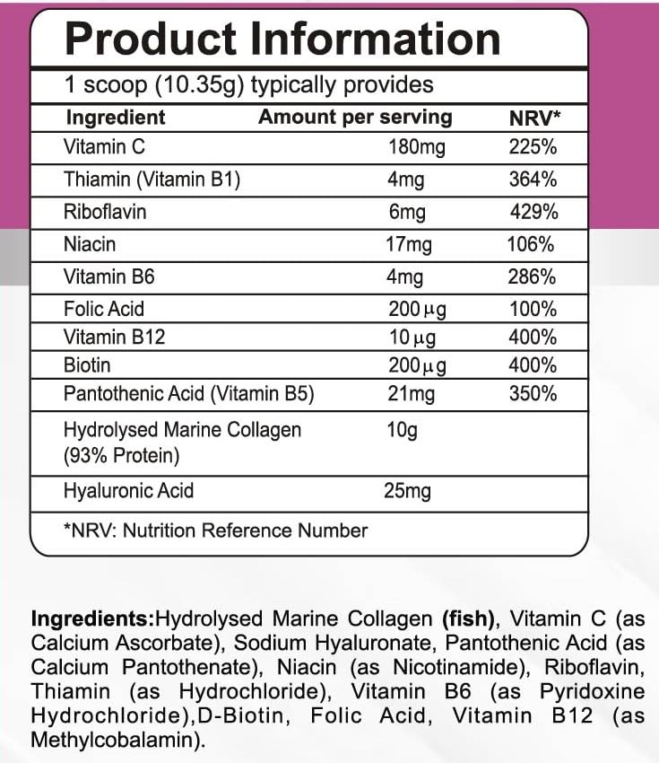 Pharmanostix Hydrolysed Marine Collagen Plus Powder 300g - 10,000mg Collagen with Hyaluronic Acid PharmanostixUS supplements
