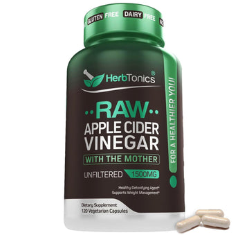 Herbtonics Raw Apple Cider Vinegar Capsules, 1500mg Detox Support (Packaging May Vary), 90 Caps HerbtonicsAu supplements