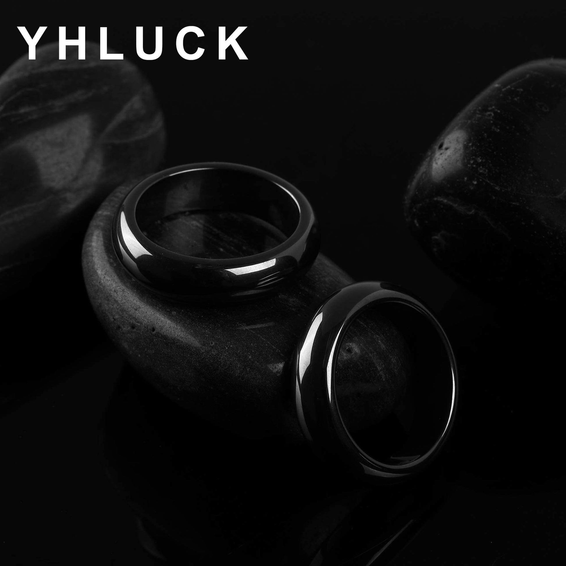 2PCS Genuine Hematite Ring for Women Men Unisex, Black Hematite Stone Ring Anxiety Balance YhluckAu supplements