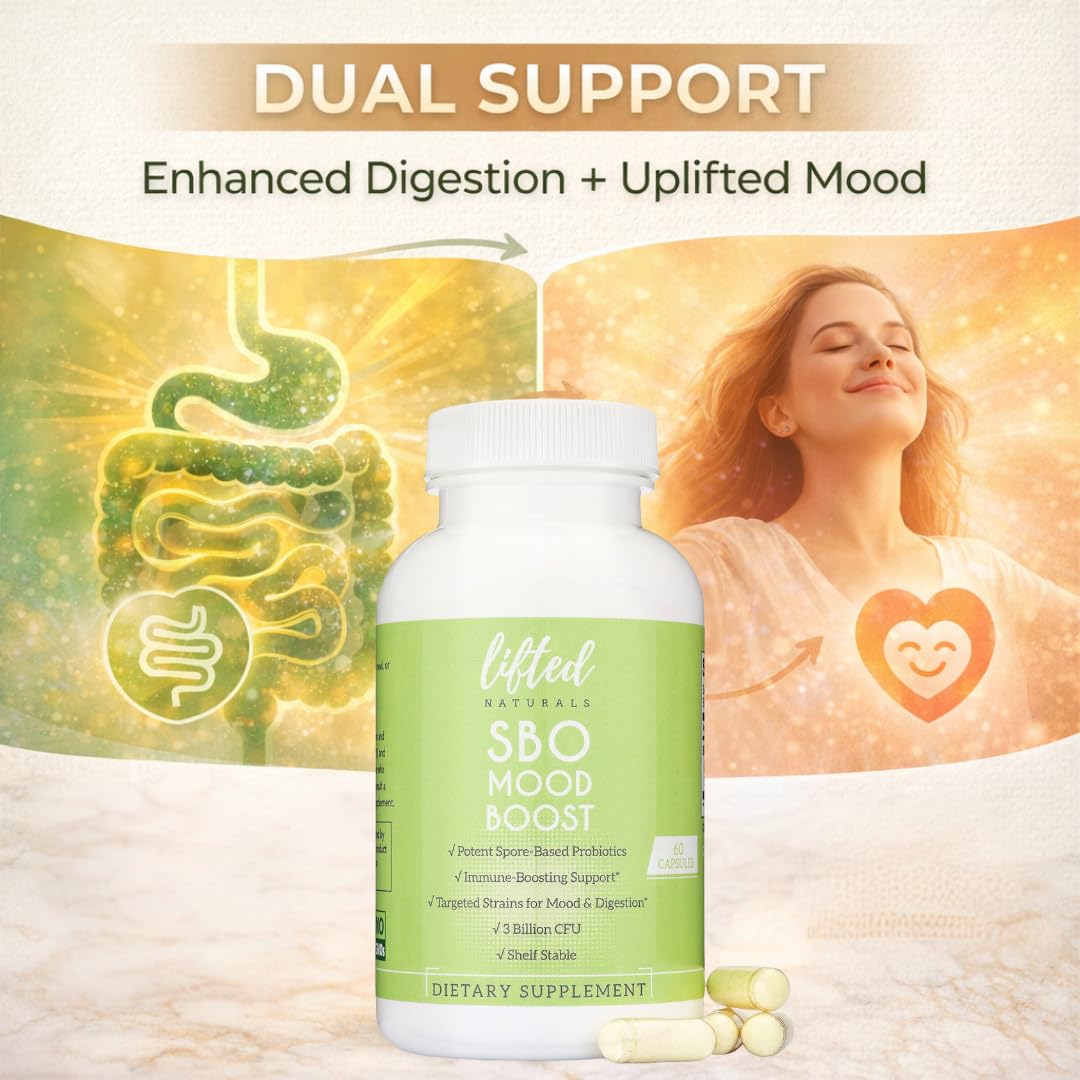 Lifted Naturals Spore Based Probiotic Probiotics - SBO Mood Boost - Spore/Soil-Based - Digestion & Natural Mood Support - Histamine-Free - 60 Day Supply, Non-GMO, Dairy-Free, Gluten-Free, Vegan Lifted NaturalsAu supplements
