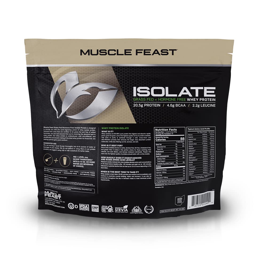 Muscle Feast Grass-Fed Whey Protein Isolate, All Natural Hormone Free Pasture Raised Muscle FeastUS supplements
