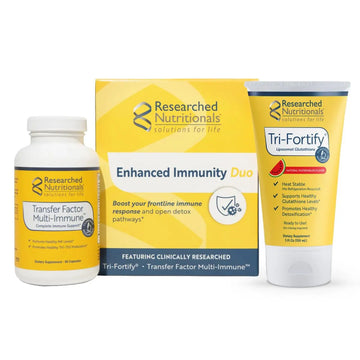 Researched Nutritionals Liposomal Glutathione (450mg) + Colostrum & Mushrooms Supplement for Immunity - Enhanced Immunity Duo - Tri-Fortify Watermelon + Transfer Factor Multi-Immune (2 Piece Set) Researched NutritionalsAu supplements