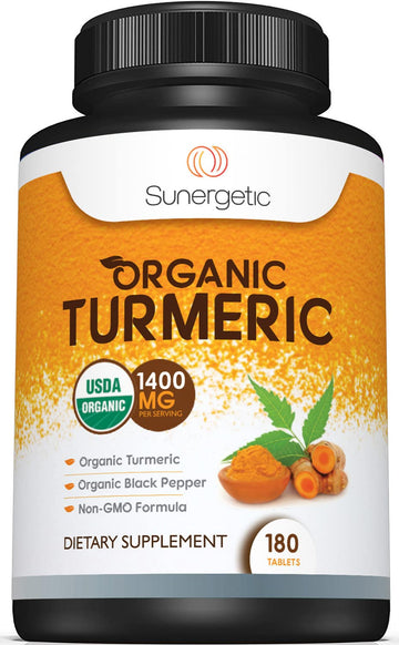 Sunergetic USDA Certified Organic Turmeric Supplement – Includes Organic Turmeric SunergeticUS supplements