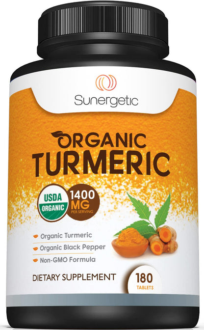 Sunergetic USDA Certified Organic Turmeric Supplement – Includes Organic Turmeric SunergeticUS supplements