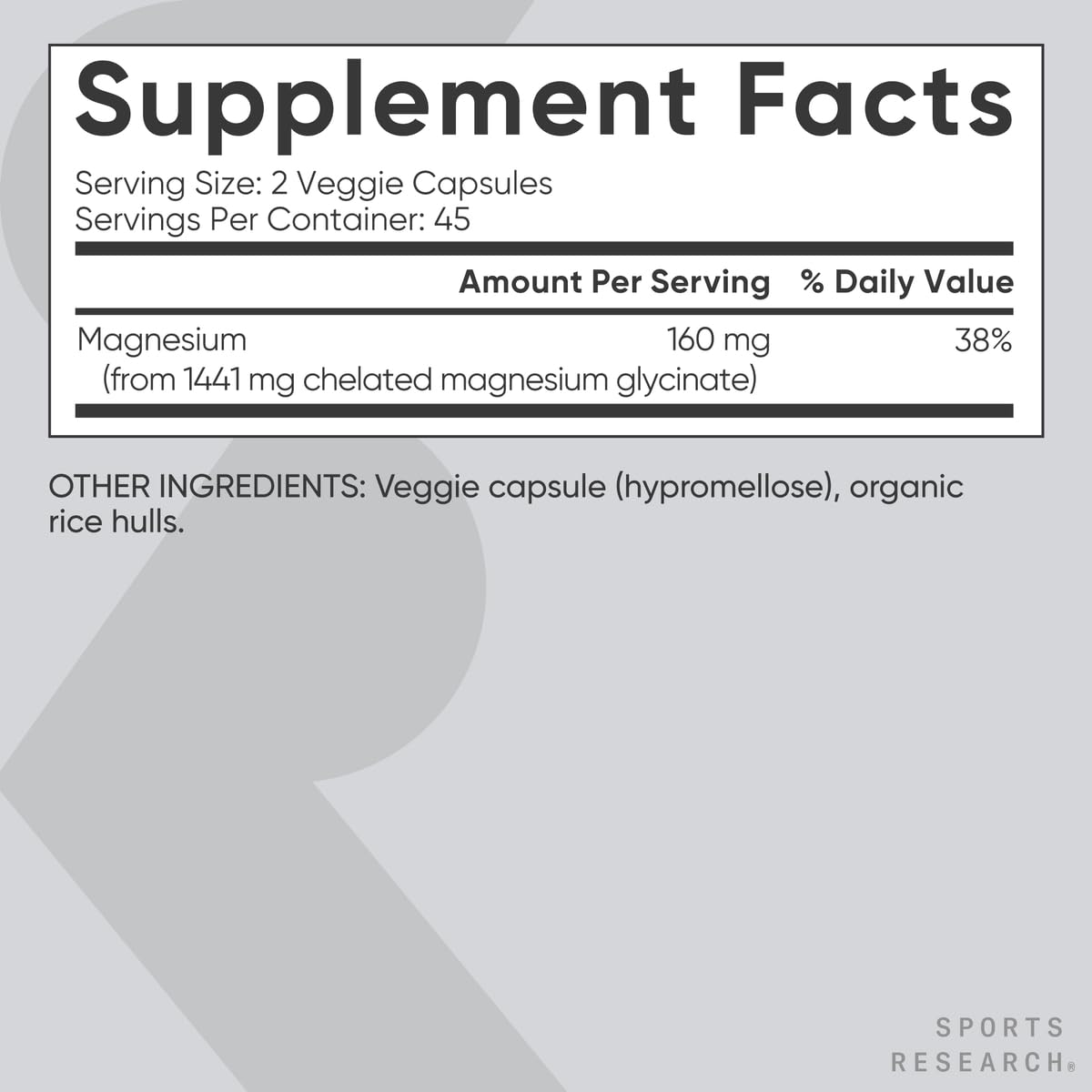 Sports Research® Magnesium Glycinate - Supports Restful Sleep & Enzymatic Processes - 160 mg Chelated Magnesium - Vegan Capsule - 90 Count Sports ResearchAu supplements