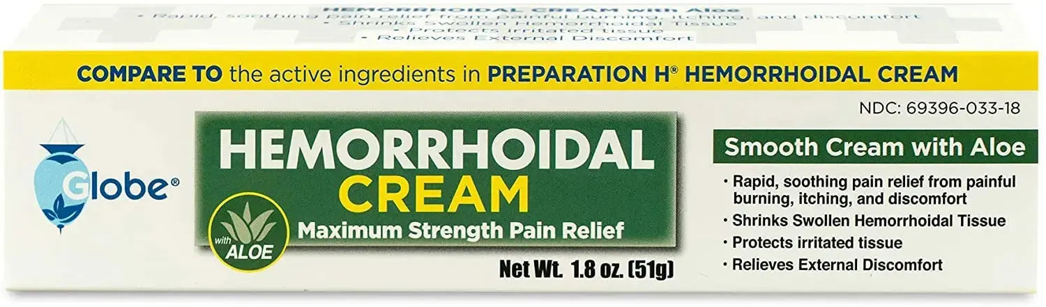 Globe Hemorrhoidal Cream, Phenylephrine HCl, Pramoxine with Aloe, Relief from Burning, Itching and Discomfort of Hemorrhoids, 1.8 Ounces GlobeAu supplements