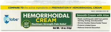 Globe Hemorrhoidal Cream, Phenylephrine HCl, Pramoxine with Aloe, Relief from Burning, Itching and Discomfort of Hemorrhoids, 1.8 Ounces GlobeAu supplements