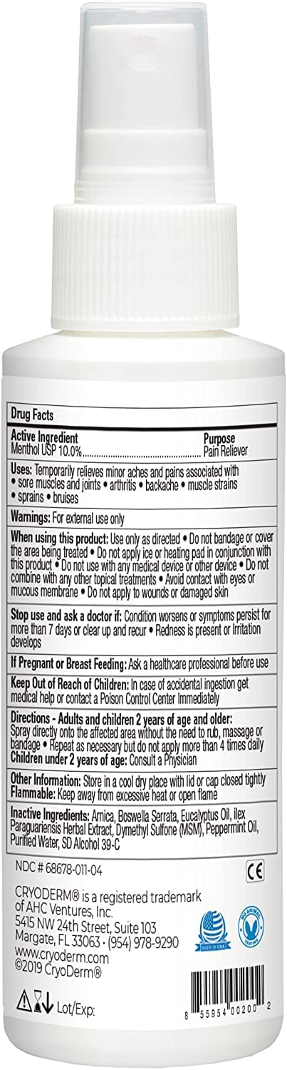 CryoDerm 4 oz Spray Cold Therapy (6 Pack) CryoDermAu supplements