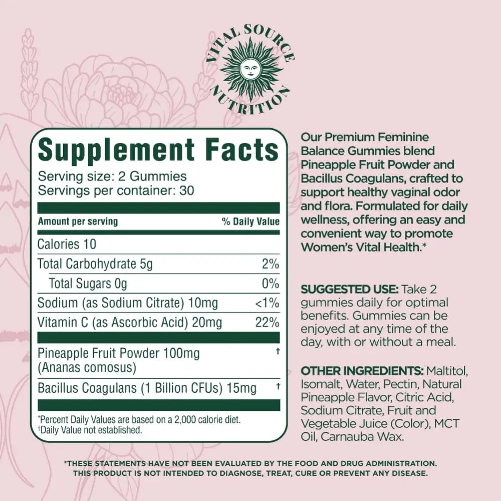 Vital Source Nutrition - Premium Feminine Balance Gummies - for Women’s Health & Wellness - Immune Support Vital Source NutritionAu supplements