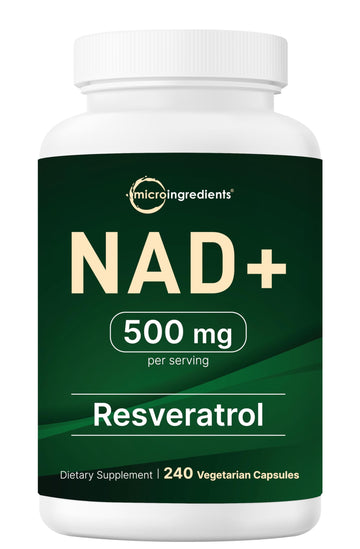 Micro Ingredients NAD+ 500mg with Resveratrol, 240 Veggie Capsules | 2-in-1 NAD Supplement for Women & Men | NMN Pathway Alternative | Non-GMO, Gluten Free Micro IngredientsAu supplements