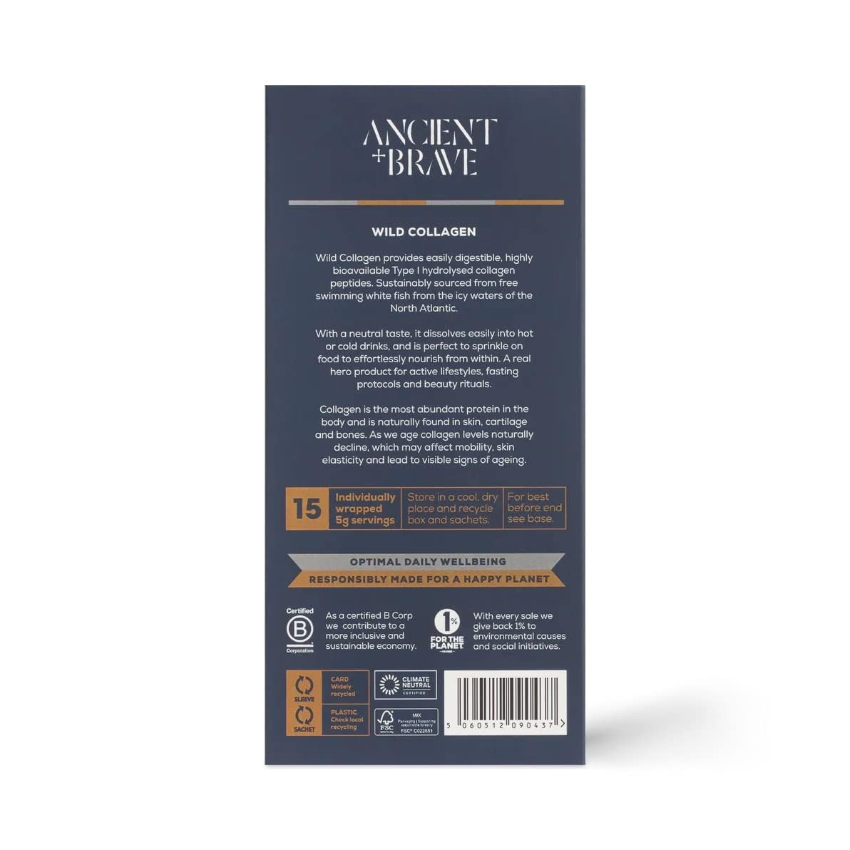 Ancient + Brave Wild Collagen Sachets 15 x 5g - Wild Caught Marine Collagen Powder Ancient + BraveUS supplements