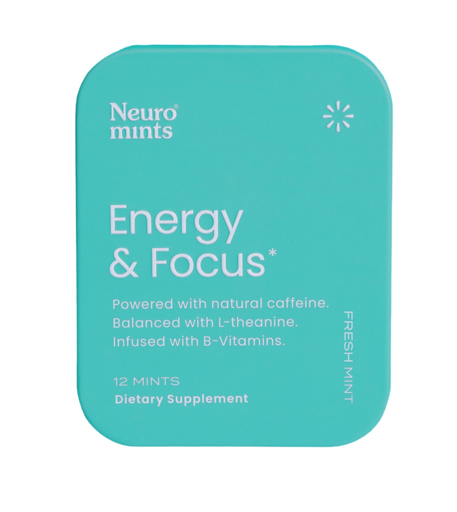 Neuro Energy & Focus Mints - Sugar Free Breath Mints with 40mg Natural Caffeine, B Vitamins & L-Theanine - Vegan Brain Supplement for Exercise, Study & Daily Focus - Peppermint, 12 ct NeuroAu supplements
