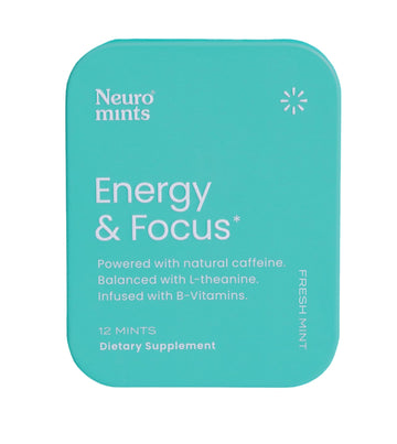 Neuro Energy & Focus Mints - Sugar Free Breath Mints with 40mg Natural Caffeine, B Vitamins & L-Theanine - Vegan Brain Supplement for Exercise, Study & Daily Focus - Peppermint, 12 ct NeuroAu supplements