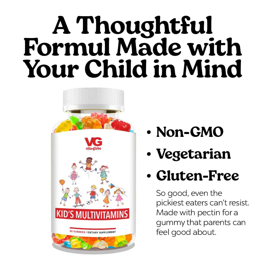 VITA GLOBE Kids Complete Multivitamin Gummies – with Vitamins A, C, D, E, B6 & B12 | Daily Immune, Growth & Wellness Support | VITA GLOBEAu supplements