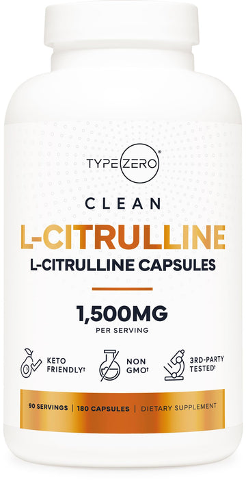 Type Zero L-Citrulline Capsules (180 Capsules) (1500 mg per Serving) - GMO-Free Type ZeroUS supplements