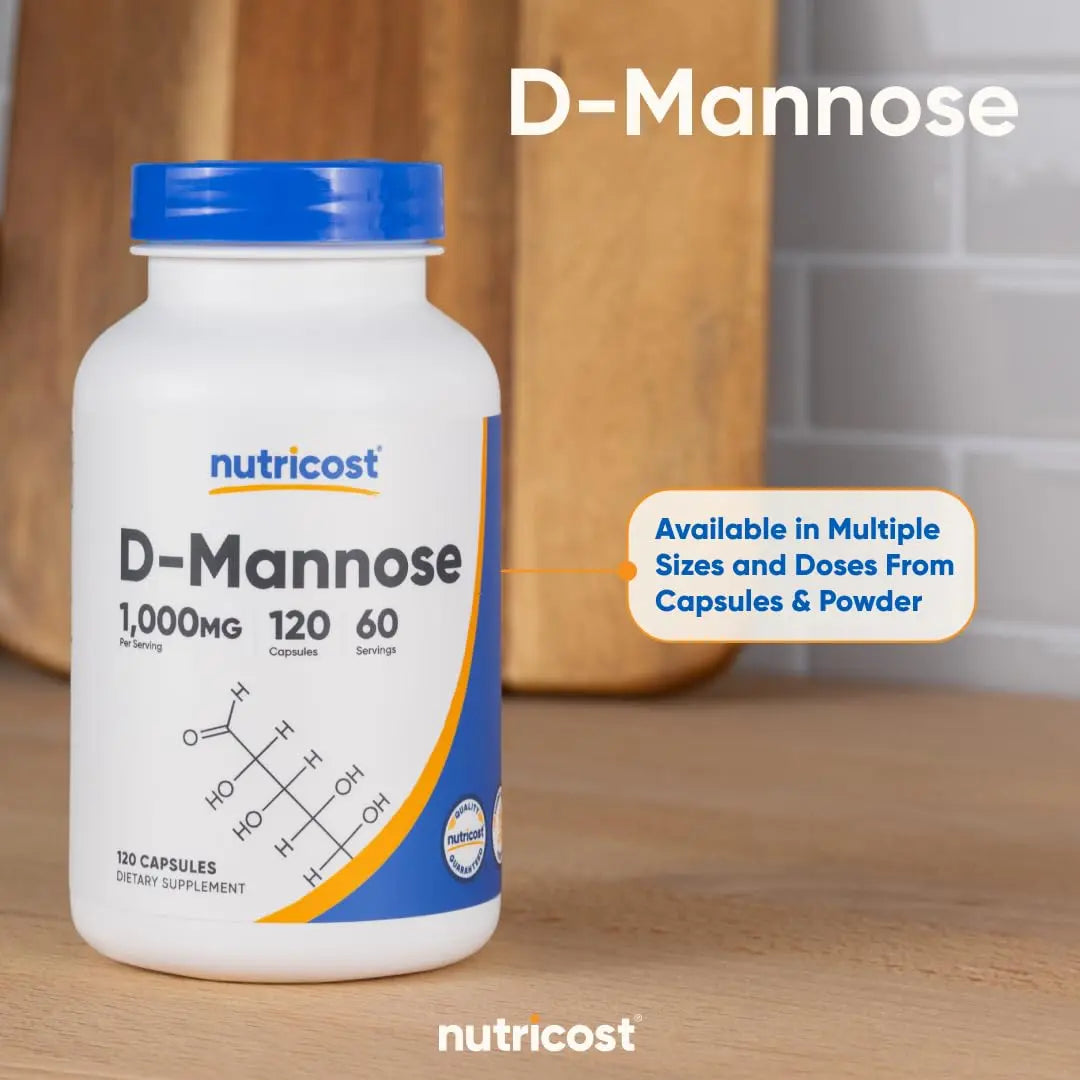 Nutricost D-Mannose 1000mg Per Serving, 120 Capsules - 500mg Per Capsule, Urinary Tract Health, Non-GMO and Gluten Free (Pack of 2) NutricostAu supplements