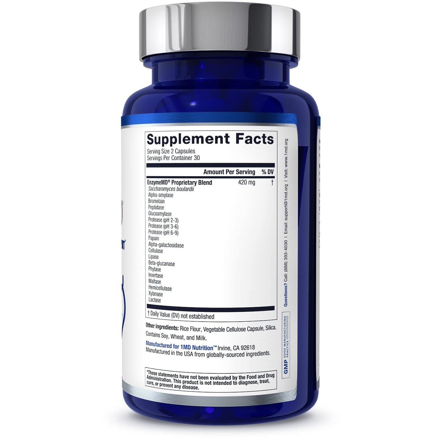 1MD Nutrition EnzymeMD - Digestive Enzymes Supplement - Doctor Formulated | 18 Plant-Based Enzymes - Gas & Bloating Support | 60 Capsules 1MD NutritionUS supplements