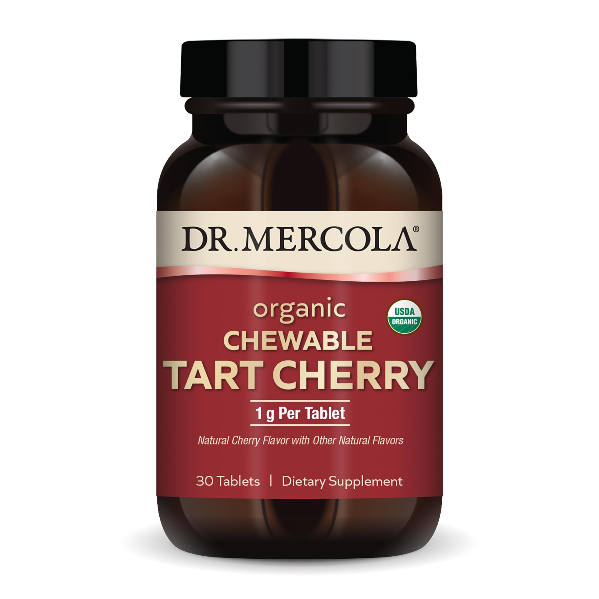 Dr. Mercola Organic Chewable Tart Cherry - Antioxidant Support - Made from Whole-Fruit Montmorency Cherries - USDA Organic - Stevia Sweetened - 30 Tablets Dr. MercolaAu supplements
