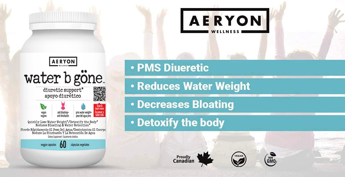 Water B Gone – Diuretic Pills for Women – Reduce Water Retention and Bloating – Find PMS Aeryon Ashlie WellnessAu supplements