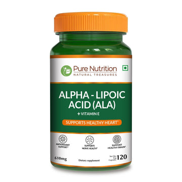 Pure Nutrition Alpha Lipoic Acid 600mg + Vitamin E | 120 Caps | Powerful Antioxidant to Support Nerve & Heart Health*. | Non-GMO PURE NUTRITION NATURAL TREASURESAu supplements