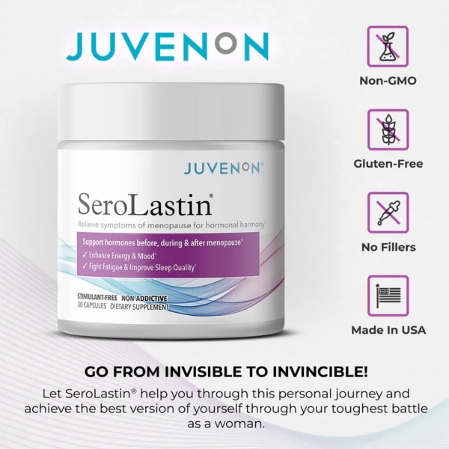 Juvenon Menopause Supplements for Women Mood Support, Hot Flashes Relief, Peri-Menopausal Support, Hormone Balance, Promote Calm, Energy, Clarity, Sleep, Natural Herbal Supplement, (30 Capsules) JuvenonAu supplements