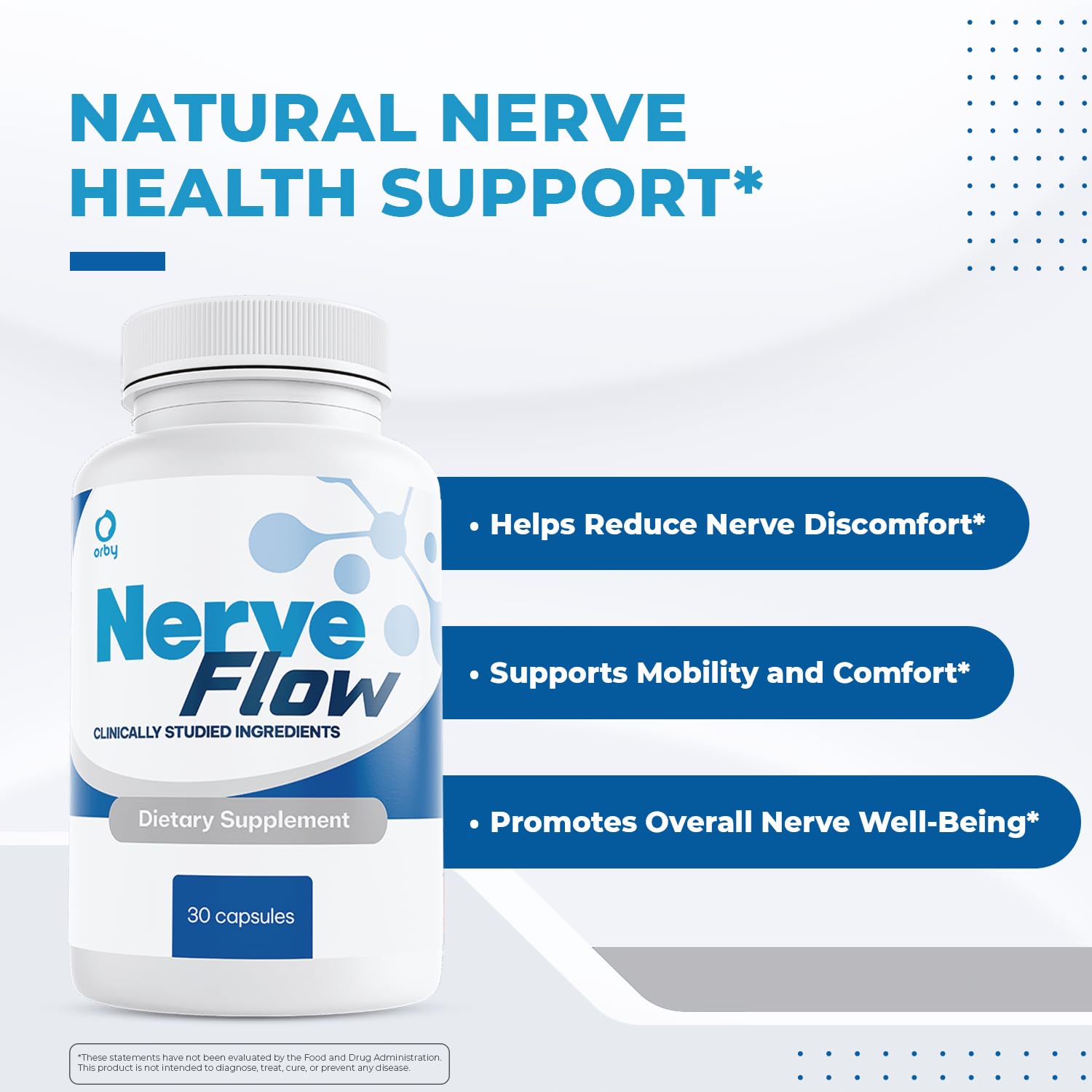 Orby NerveFlow – Natural Daily Wellness Supplement with Magnesium, Turmeric & CoQ10 – Non-GMO, GMP Certified, Made in USA – 30 Capsules, 1 Month Supply OrbyAu supplements