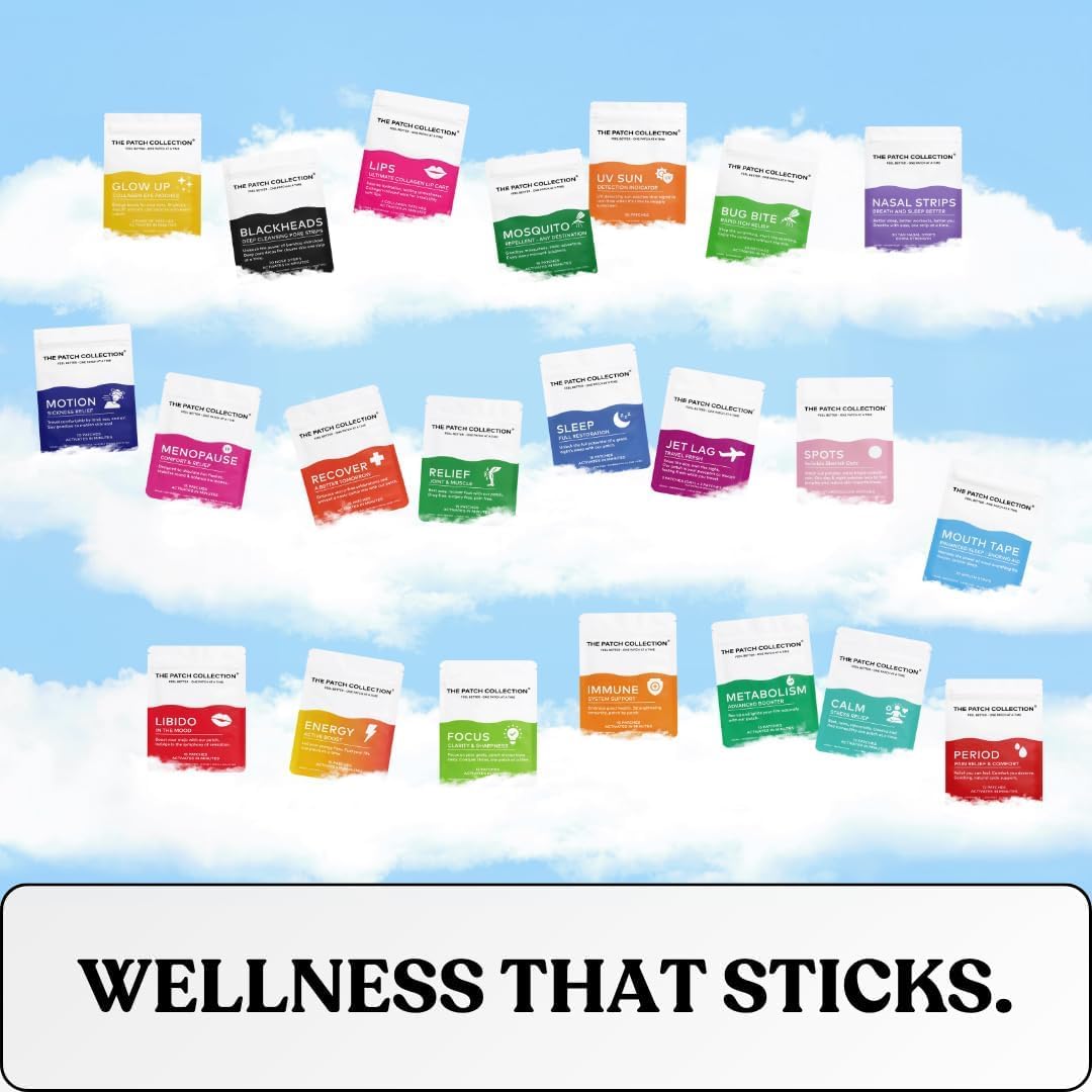 The Patch Collection® - Jet Lag Patch for Day & Night Time Zone Changes | Melatonin, Valerian Root, Passion Flower, Magnesium, Vitamin B1, B2, B3, Turmeric | 100% Natural & Vegan (Pack of 4) The Patch CollectionAu supplements