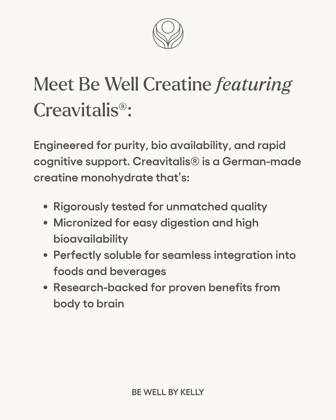 Be Well by Kelly Creatine with Creavitalis, Dietary Supplement, 1lb (450g), 90 Servings Build. Boost. Brain. Be Well by Kelly LeVequeAu supplements