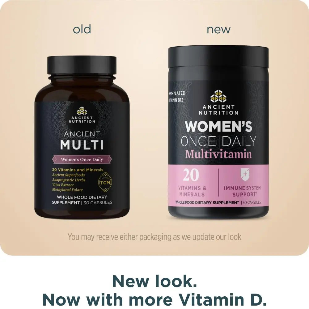 Ancient Nutrition Multivitamin for Women, Women's Once Daily Supplement, Methlyated Vitamin B, C, K2, Magnesium, Folate & Iron, Supports Bone Health, 30 Count Ancient NutritionAu supplements