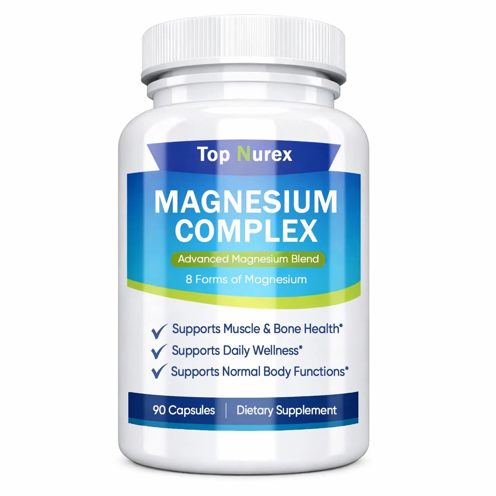 Top Nurex Magnesium Complex 1000 mg, 8-Source Magnesium Blend with Glycinate, Citrate, Malate & Taurate, Vegan Non-GMO Formula, 90 Capsules KunnozzAu supplements