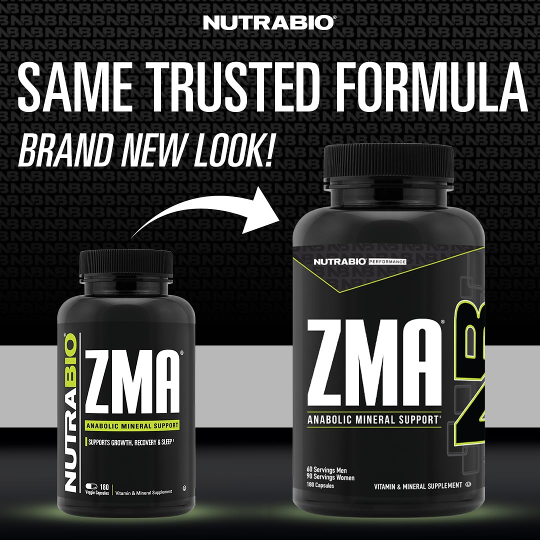 NutraBio ZMA Supplements for Men & Women- Zinc Magnesium Supplements to Support Hormone Levels, Peak Performance, Sleep, Muscle Recovery, Immune Health, 180 Ct. NutraBioAu supplements