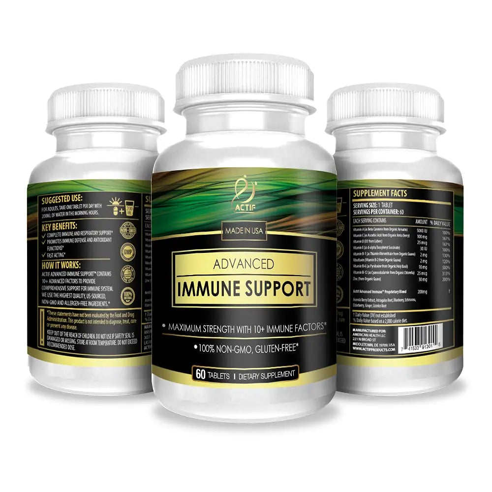 Actif Advanced Immune Support with 10+ Factors for Immunity Booster - 100% Natural, Non-GMO, 60 count ACTIFnz supplements