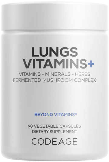 Codeage Lungs Vitamins, A, C, D, E, B6, Milk Thistle Lung Supplement, Zinc & Magnesium, Cordyceps, Reishi, Chaga, Poria, Tylophora, Ginger, Peppermint Leaf Organic Herb Cleanse - Non-GMO - 90 Capsules CodeageAu supplements