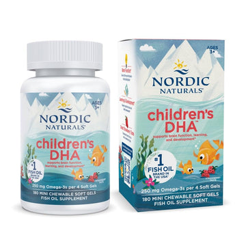 Nordic Naturals Children’s DHA, Strawberry - 360 Mini Chewable Soft Gels for Kids - 250 mg Omega-3 with EPA & DHA - Brain Development & Function - Non-GMO - 90 Servings Nordic NaturalsAu supplements