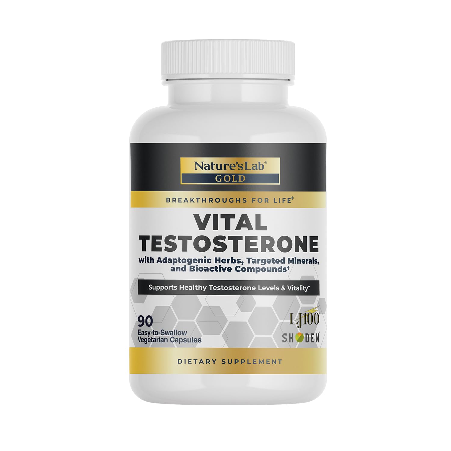 Nature's Lab Gold Vital Testosterone with Adaptogenic Herbs, Targeted Minerals and Bioactive Compounds* - Supports Healthy Testosterone Levels & Vitality* - 90 Capsules (30 Day Supply) Nature's LabAu supplements