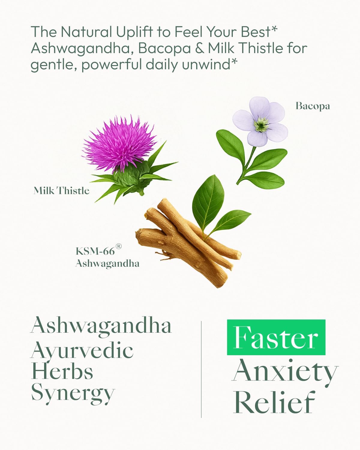 Upbe Ashwagandha Supplements for Women & Men - KSM-66® with Bacopa & Milk Thistle, 60 Vegan Capsules - Stress Relief, Mood, Cortisol Support, Extra Strength Ashwagandha Capsules UpbeAu supplements