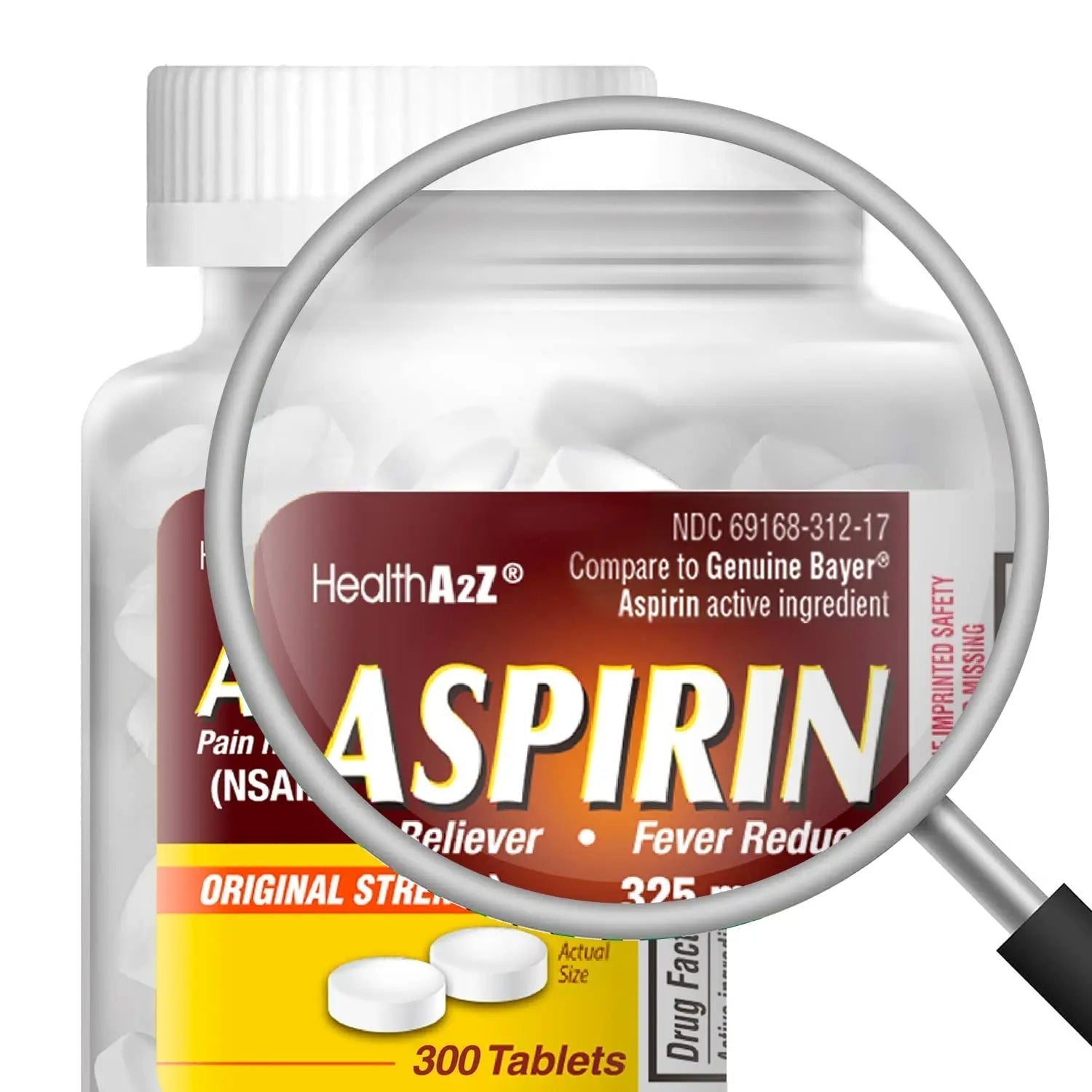 HealthA2Z® Aspirin 325mg | Uncoated Tablets |Original Strength | Pain Reliver | Fever Reducer | Compare to Bayer® Active Ingredients… (300 Counts) HealthA2ZAu supplements