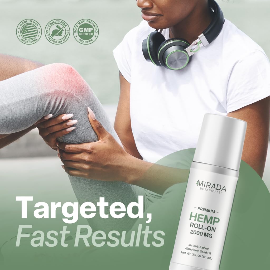 Mirada Botanicals Hemp Cooling Relief Roll-On – 2000mg - Menthol & Arnica – Muscle & Joint Support Mirada BotanicalsAu supplements