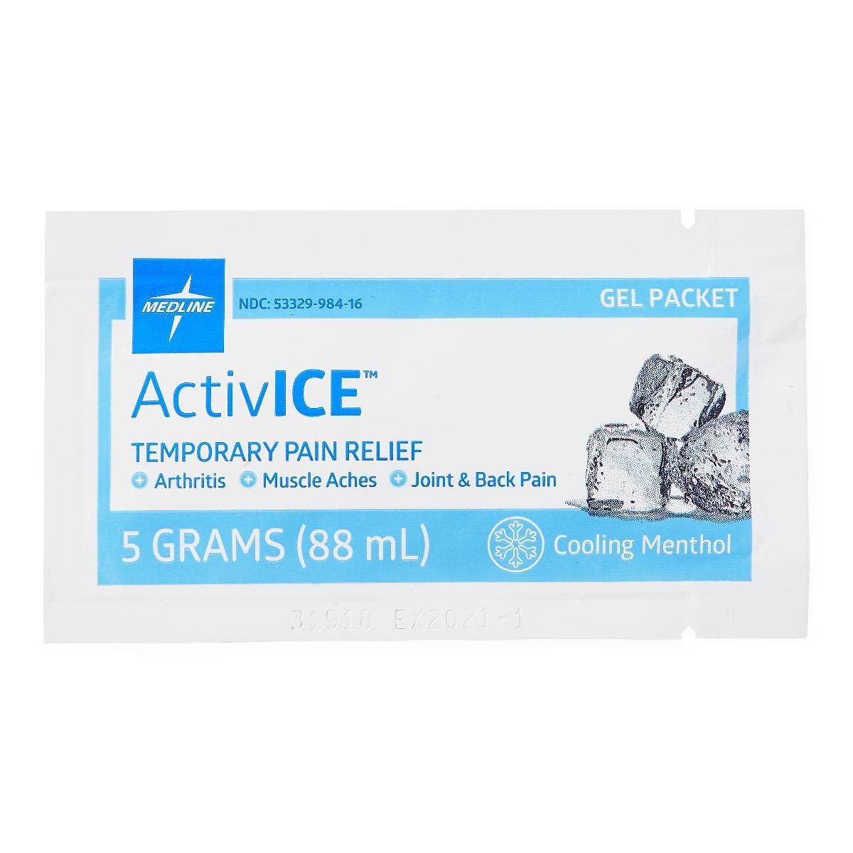 Medline ActivICE Topical Pain Reliever Gel, Great for Arthritis, Muscle Aches and Back Injuries, 5 grams - 100 Packs MedlineAu supplements
