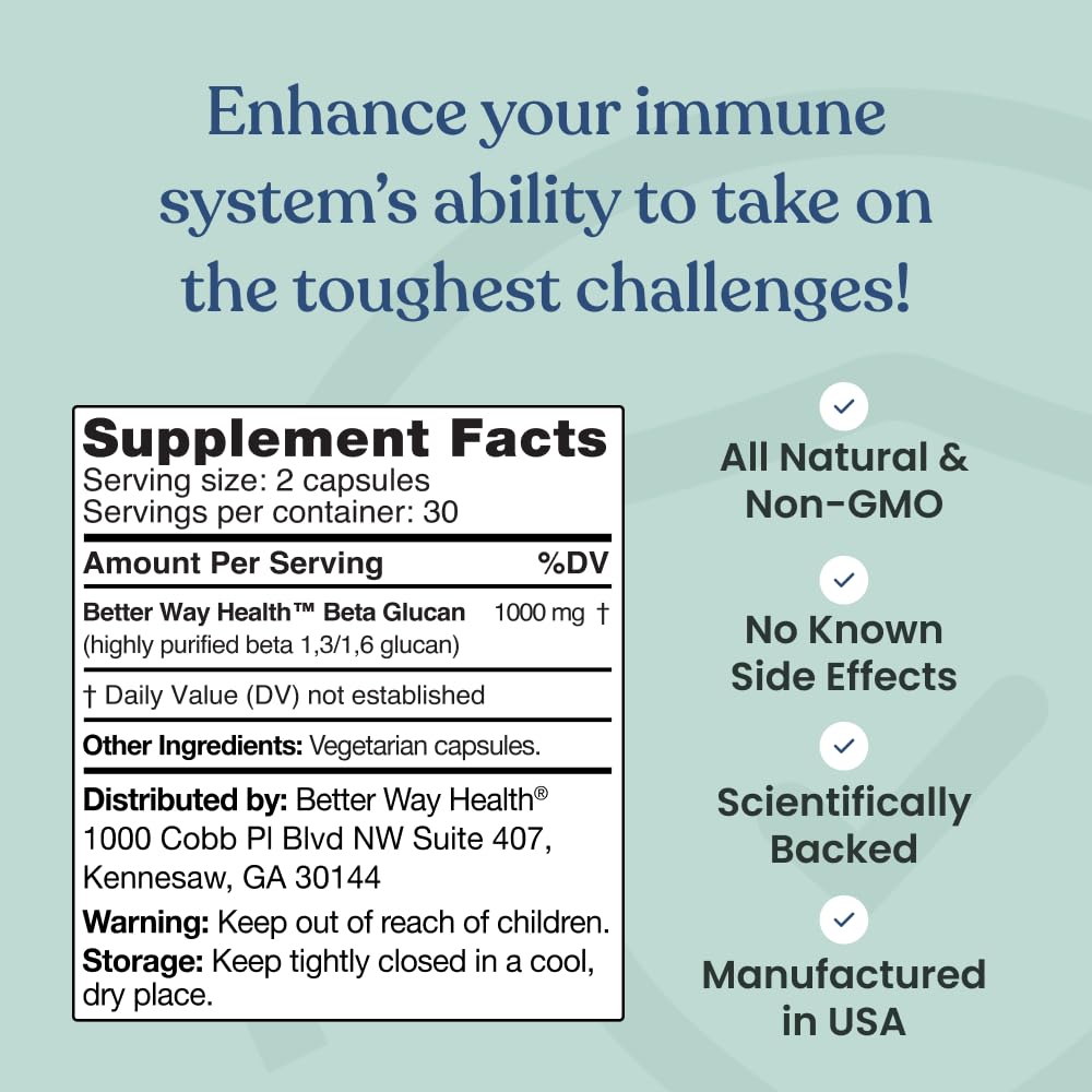 Better Way Health™ - Advanced Immune Readiness - Highly Purified 1,3/1,6 Beta Glucan 500 - Clinically Tested Immune Defense - 500mg/60 Capsules (Pack of 1) Better Way HealthAu supplements