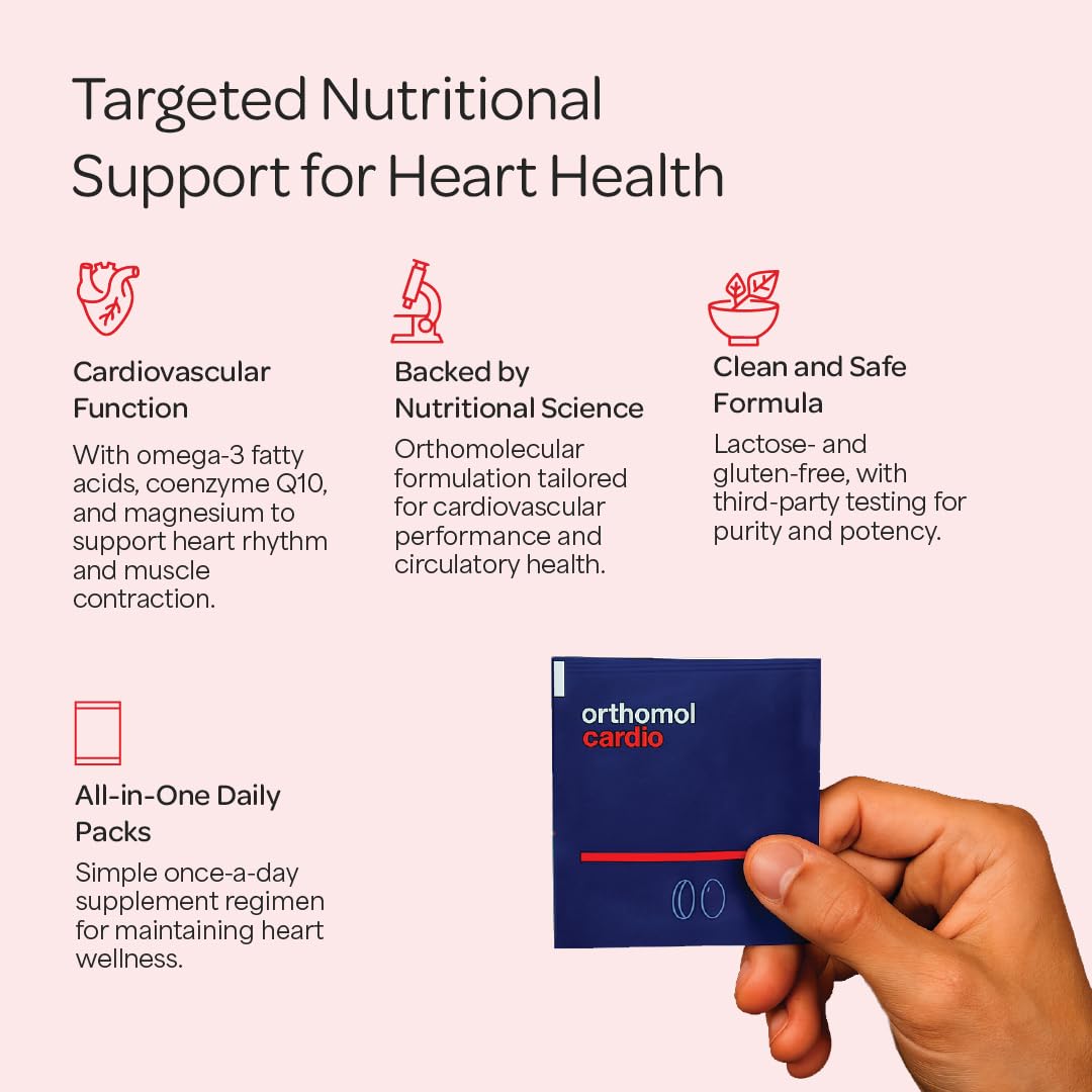 Orthomol Cardio, Heart Health Supplements for Circulation & Vascular Support, Omega-3, Magnesium, Cocoa Polyphenols & B Vitamins, Supports Cardiovascular Health, 30-Day Supply, Powder+Tablets+Capsules OrthomolAu supplements