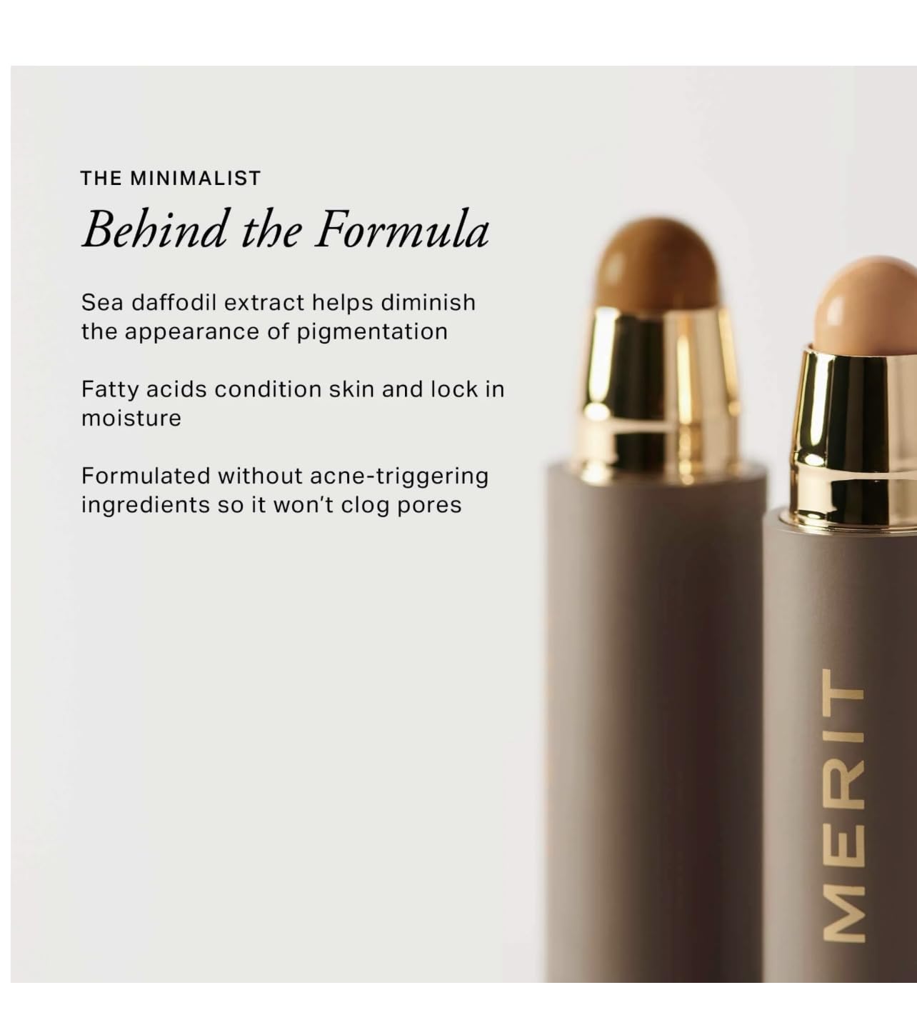 MERIT The Minimalist Perfecting Complexion Foundation and Concealer Stick Camel MeritAu supplements
