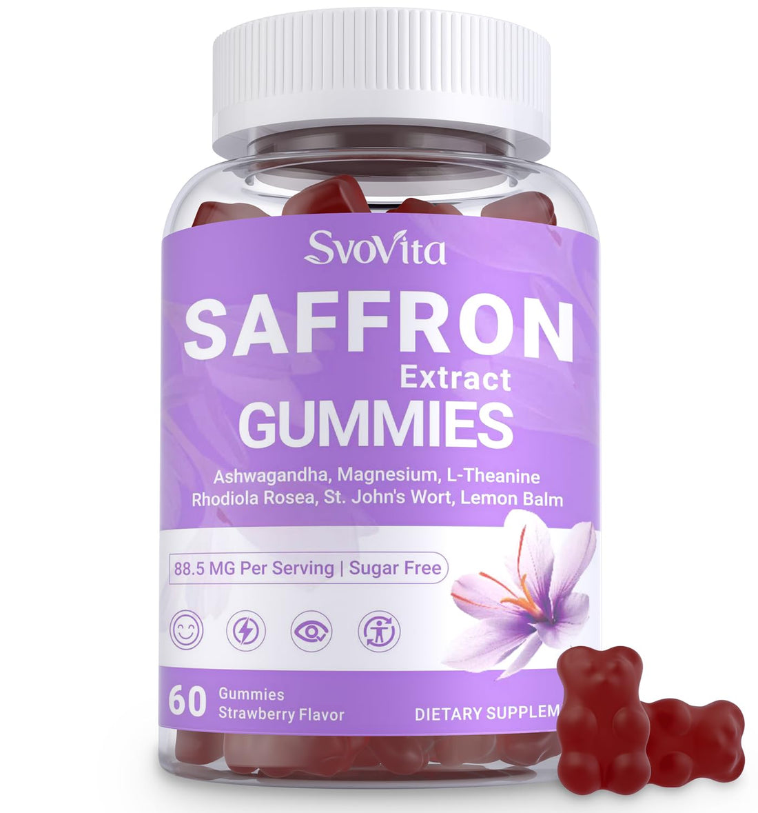 Svovita Saffron Supplements Gummies with Saffron Extract, Sugar Free 60 Count SvovitaAu supplements
